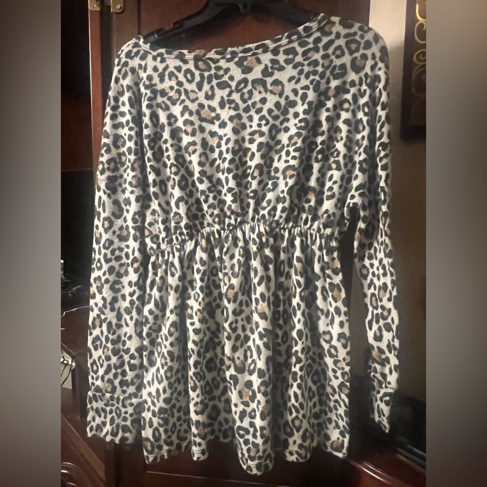 Leopard Print Women's Top - Black and Brown - Picture 3 of 3